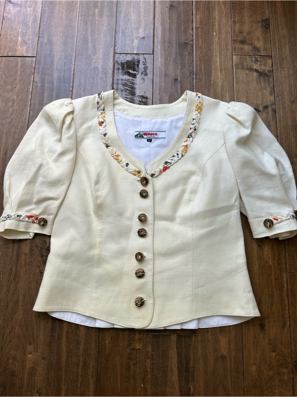 Alphorn Trachtenmode Vintage Ivory Dirndl Bodice Sz 42 (Euro)- 36" Bust